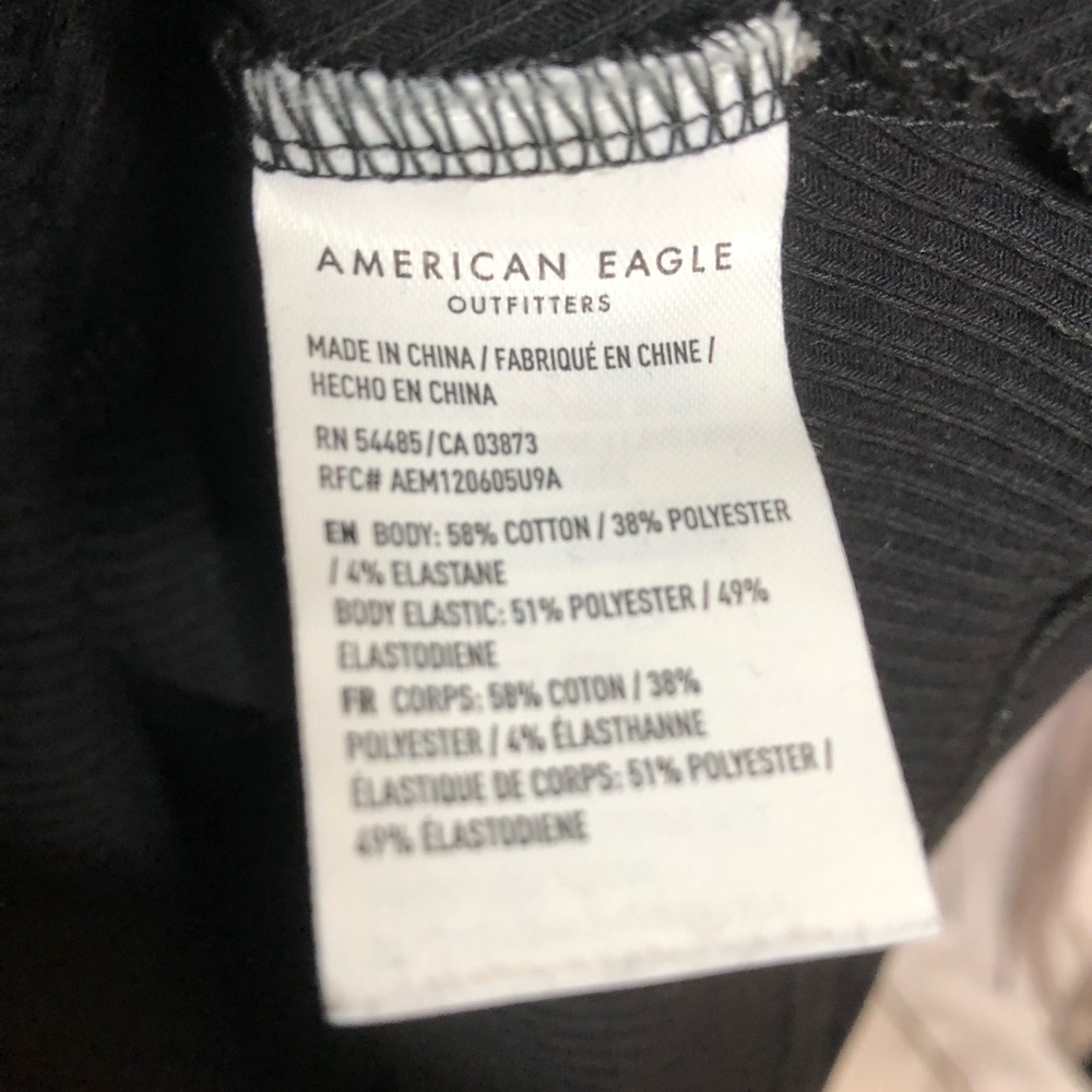 NWT American Eagle black long sleeve square neck smocked mini dress size XSP - Picture 8 of 12
